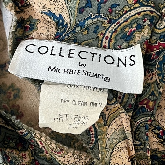 Michelle Stuart Vintage Paisley Midi Dress M Cottagecore Modest Peasant Boho - Picture 8 of 9